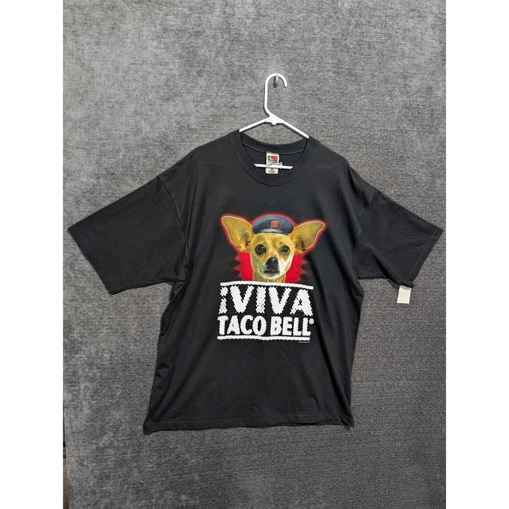 Vintage 1998 Taco Bell Chihuahua Viva T-Shirt XL Black Fruit of the Loom